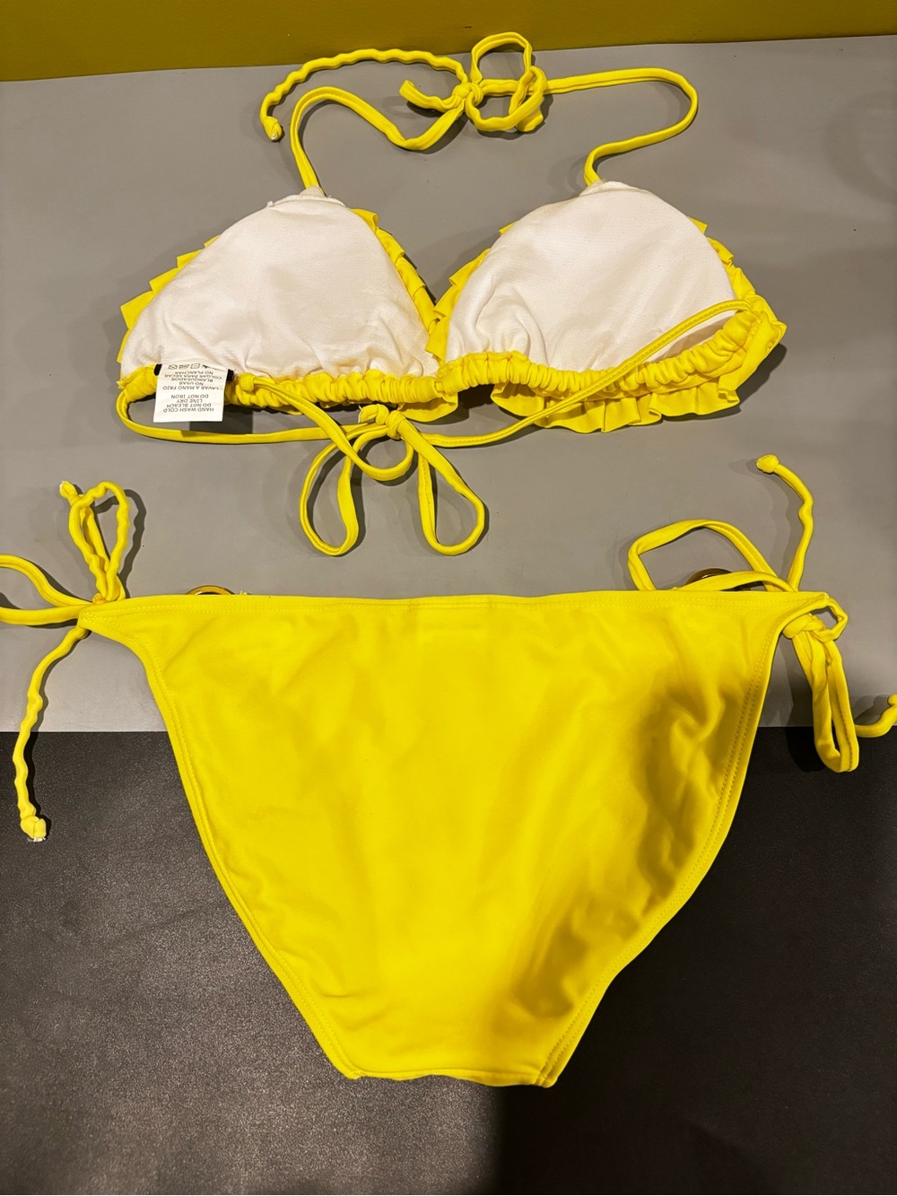 Ingear Yellow Ruffle Triangle Bikini Set - Picture 6 of 10